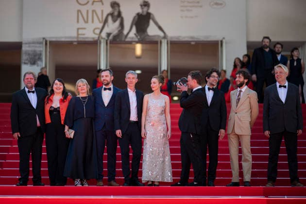 Cannes Notre Salut Red Carpert EB French actor Raphael Thiery, French actor Swann Arlaud, Belgian actress Sandrine Blancke and French director and screenwriter Emmanuel Marre on the red carpet before the Notre Salut screening during the 79th annual Cannes Film Festival at Palais des Festivals on May 20, 2026 in Cannes, France. Photo by Eliot Blondet ABACAPRESS.COM Cannes France France  Copyright: xBlondetxEliot ABACAx