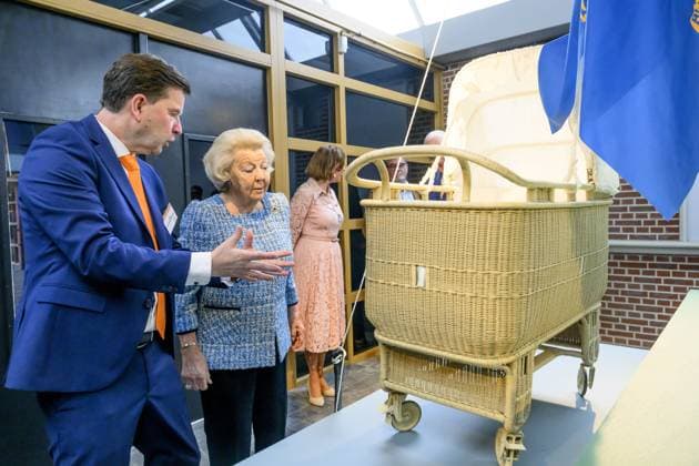 Noordwolde, The Netherlands, 2026-05-20 13:41:32 NOORDWOLDE, 20-05-2026, Princess Beatrix of the Basketry Museum visits the National Basketry Museum in Noordwolde. The museum is celebrating its 25th anniversary with a special Top 25 exhibition featuring remarkable woven works and contemporary applications of basketry. PHOTO: NLBeeld Patrick van Emst Credit: NL Beeld Patrick van Emst  Copyright: xx x
