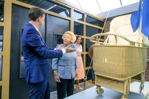Noordwolde, The Netherlands, 2026-05-20 13:41:35 NOORDWOLDE, 20-05-2026, Princess Beatrix of the Basketry Museum visits the National Basketry Museum in Noordwolde. The museum is celebrating its 25th anniversary with a special Top 25 exhibition featuring remarkable woven works and contemporary applications of basketry. PHOTO: NLBeeld Patrick van Emst Credit: NL Beeld Patrick van Emst  Copyright: xx x