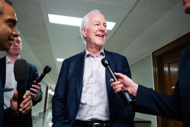 Senate Reconciliation Bill Markup UNITED STATES - MAY 20: Sen. John Cornyn, R-Texas, talks with reporters before the Senate Budget Committee markup of The Reconciliation Bill Pursuant to S.Con.Res.33, in Dirksen building on Wednesday, May 20, 2026. President Donald Trump endorsed Cornyn™s opponent Ken Paxton in the Texas Senate primary. (Tom Williams CQ Roll Call) Washington DC United States EDITORIAL USE ONLY Copyright: x2026xCQ-RollxCall,xInc.x TomxWilliamsx rollcallpix171137