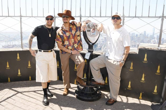 NEW YORK, NY- MAY 20: David Escobar Gallego, Juan David Huertas Clavijo and Pablo Mejia Bermudez of Piso 21 visit the Empire State Building on May 20, 2026 in New York City. Copyright: xmpi099 MediaPunchx