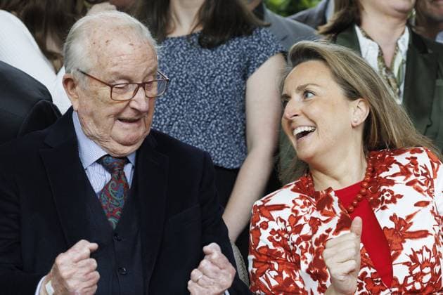 King Albert II of Belgium and Princess Claire of Belgium pictured during the presentation of the Queen Paola Prize, at the Royal Castle in Laken Laeken, Brussels, Wednesday 20 May 2026. The Queen Paola Foundation intends to honor associations that run outstanding projects promoting the inclusion and training of disadvantaged young people (aged 3 to 25).  NICOLASxMAETERLINCK 174524926