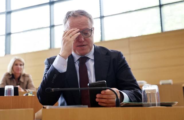 Plenum Thueringer Landtag 20.05.2026, Erfurt, Thueringer Landtag, 43.Plenarsitzung, im Bild: Ministerpraesident Mario Voigt (CDU) *** Plenary session Thuringian state parliament 20 05 2026, Erfurt, Thuringian state parliament, 43 plenary session, in the picture State Premier Mario Voigt CDU