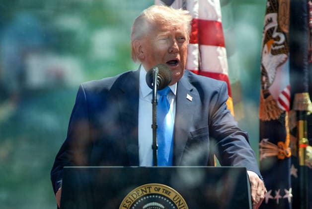 President Donald Trump delivers the commencement address during the United States Coast Guard Academy s graduation ceremony in New London, Connecticut on Wednesday, May 20, 2026.  CONN20260520454 ANGELINAxKATSANIS