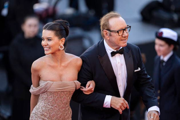 Cannes La Bataille de Gaulle L age de fer Red Carpert EB Model Via Lemann and US actor Kevin Spacey (L) arrive for the screening of the film La Bataille de Gaulle : L age de fer (De Gaulle: Tilting Iron) at the 79th edition of the Cannes Film Festival in Cannes, southern France on May 20, 2026.Photo by Eliot Blondet ABACAPRESS.COM Cannes France France  Copyright: xBlondetxEliot ABACAx