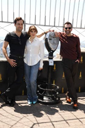 NEW YORK, NY - MAY 20: Alex Hassell, Bella Maclean, David Tennant at the Empire State Building to celebrate the season 2 premiere of Hulu™s Rivals on May 20, 2026. Copyright: xx