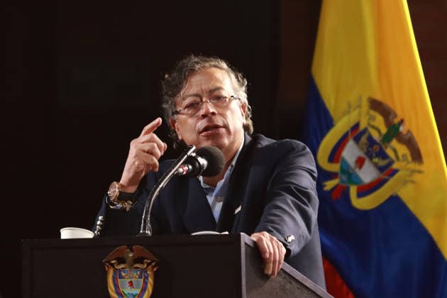 May 19, 2026, Bogota, Cundinamarca, COLOMBIA: Colombian President GUSTAVO PETRO speaks at the JoÂ³venes en Paz (Youth in Peace) rally in BogotoÂ¡. The event brought together over 3,000 beneficiaries of the administration s social, educational, and employment programs aimed at offering alternatives to violence in vulnerable regions. The high-energy gathering serves as a critical show of support for the administration s progressive social agenda just weeks ahead of the country s May 31 presidential election, where voters will decide whether to maintain Petro s political legacy or pivot to the right. Bogota COLOMBIA - ZUMAd225 20260519_znp_d225_010 Copyright: xZoraidaxDiazx
