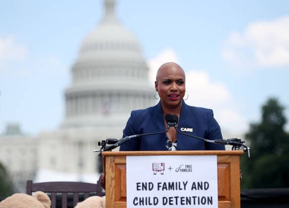 May 20, 2026, Washington, District Of Columbia, USA: Rep. Ayanna Pressley (D-MA) speaks during a Vigil outside the US Capitol calling for an end to child and family detention by ICE, hosted by the Read Them Home Initiative and Free Families Coalition, near the US Capitol in Washington, DC, USA, on May 20, 2026. The vigil featured 620 teddy bears and stuffed animals to represent the over 6,200 children arrested by ICE and denied a childhood since the start of the Trump Administration. Washington USA  - ZUMAs337 20260520_znp_s337_014 Copyright: xGentxShkullakux