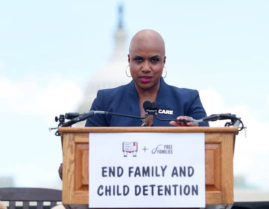 May 20, 2026, Washington, District Of Columbia, USA: Rep. Ayanna Pressley (D-MA) speaks during a Vigil outside the US Capitol calling for an end to child and family detention by ICE, hosted by the Read Them Home Initiative and Free Families Coalition, near the US Capitol in Washington, DC, USA, on May 20, 2026. The vigil featured 620 teddy bears and stuffed animals to represent the over 6,200 children arrested by ICE and denied a childhood since the start of the Trump Administration. Washington USA  - ZUMAs337 20260520_znp_s337_015 Copyright: xGentxShkullakux