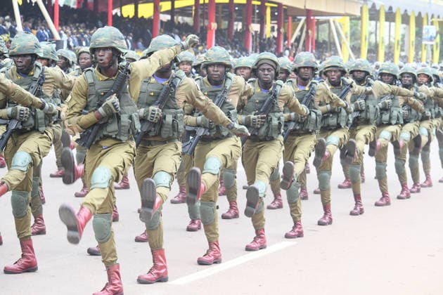(260520) -- YAOUNDE, May 20, 2026 -- Defense forces parade during the National Day celebrations in Yaounde, capital of Cameroon, on May 20, 2026. Cameroon on Wednesday marked the 54th anniversary of its National Day with military and civilian parades held across the country. ) CAMEROON-54TH NATIONAL DAY-CELEBRATIONS Kepseu 