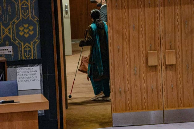 May 20, 2026, New York, New York, USA: SAIMA SALEEM, Counsellor at the Permanent Mission of Pakistan to the United Nations and PakistanÃ¢â‚¬â ¢s first visually impaired civil servant to address the United Nations General Assembly, seen through the doors as she leaves the chamber after addressing the UN Security Council during an open debate on the Protection of Civilians in Armed Conflict at UNHQ. New York USA  - ZUMAo116 20260520_znp_o116_027 Copyright: xBiancaxOterox