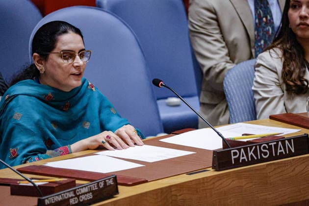 May 20, 2026, New York, New York, USA: SAIMA SALEEM, Counsellor at the Permanent Mission of Pakistan to the United Nations and PakistanÃ¢â‚¬â ¢s first visually impaired civil servant to address the United Nations General Assembly, reads from braille while addressing the UN Security Council during an open debate on the Protection of Civilians in Armed Conflict at UNHQ. New York USA  - ZUMAo116 20260520_znp_o116_025 Copyright: xBiancaxOterox