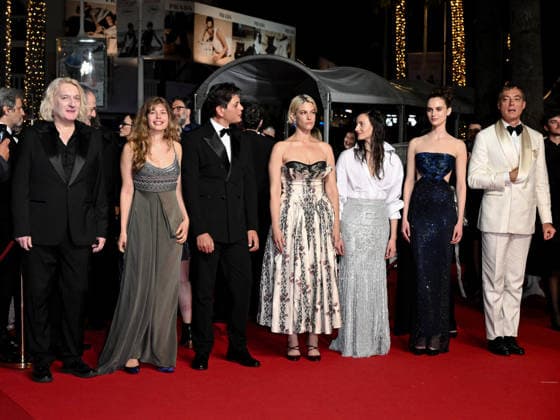IPA84916926 - Cannes, 79th Cannes Film Festival 2025 - evening 9. red carpet Rome Elastic . Pictured are Josephine Thiesen, Tea Falco, Martina Scrinzi  Copyright: xSimonexComix xPoolxPhotoxEventsx07x 84916926