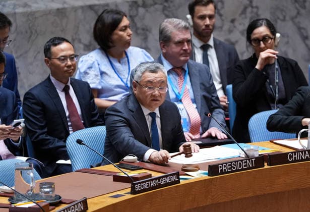 NEW YORK, NY - MAY 19: Fu Cong, China s permanent representative to the United Nations, presides over the United Nations Security Council meeting following a drone strike near the Barakah Nuclear Power Plant in the United Arab Emirates on May 19, 2026 in New York City.  Copyright: xChinaxNewsxServicex 111642833372