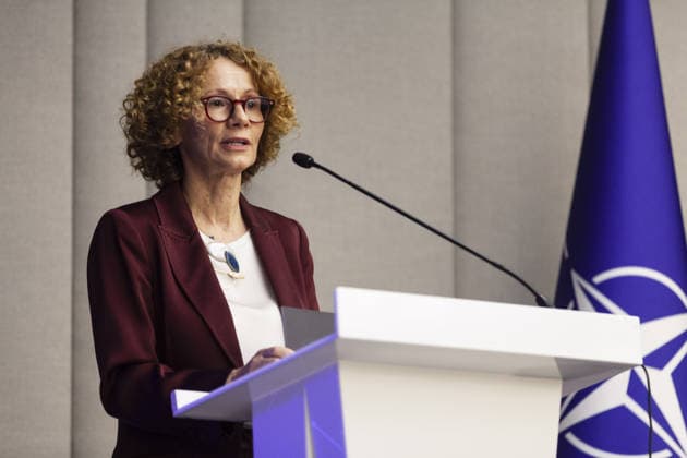 Turkiye - NATO panel held in Brussels BRUSSELS, BELGIUM - MAY 20: NATO Deputy Secretary General Radmila Shekerinska delivers a speech during a panel titled Embracing Change, Safeguarding Tomorrow: Turkiye - NATO in a Changing Security Landscape, organized by the Directorate of Communications of the Republic of Turkiye in Brussels, Belgium on May 20, 2026. Nicolas Landemard Anadolu Brussels Belgium. Editorial use only. Please get in touch for any other usage.  Copyright: x2026xAnadoluxNicolasxLandemardx
