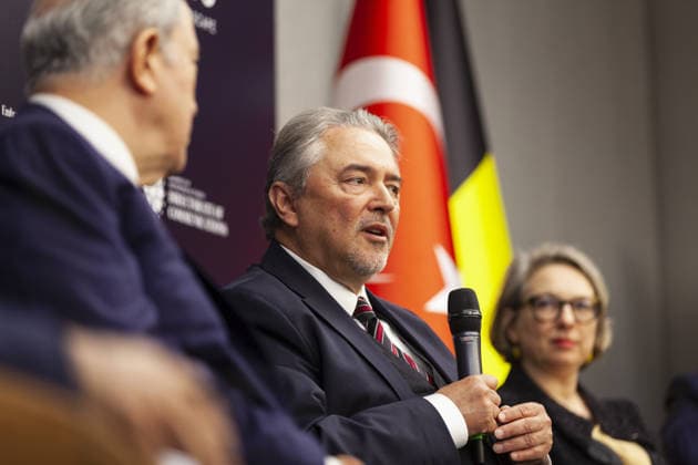 Turkiye - NATO panel held in Brussels BRUSSELS, BELGIUM - MAY 20: Turkiye’s Permanent Representative to NATO Ambassador Basat Ozturk (C) attends a panel titled Embracing Change, Safeguarding Tomorrow: Turkiye - NATO in a Changing Security Landscape, organized by the Directorate of Communications of the Republic of Turkiye in Brussels, Belgium on May 20, 2026. Nicolas Landemard Anadolu Brussels Belgium. Editorial use only. Please get in touch for any other usage.  Copyright: x2026xAnadoluxNicolasxLandemardx