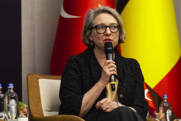 Turkiye - NATO panel held in Brussels BRUSSELS, BELGIUM - MAY 20: Deputy Assistant Secretary General (DASG) for Operations, Burcu San attends a panel titled Embracing Change, Safeguarding Tomorrow: Turkiye - NATO in a Changing Security Landscape, organized by the Directorate of Communications of the Republic of Turkiye in Brussels, Belgium on May 20, 2026. Nicolas Landemard Anadolu Brussels Belgium. Editorial use only. Please get in touch for any other usage.  Copyright: x2026xAnadoluxNicolasxLandemardx