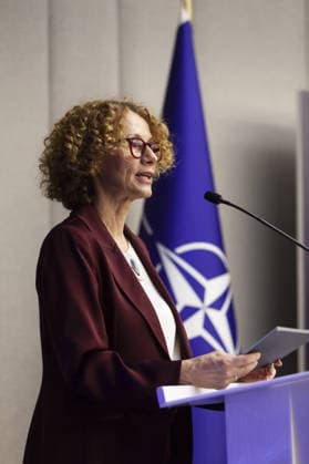 Turkiye - NATO panel held in Brussels BRUSSELS, BELGIUM - MAY 20: NATO Deputy Secretary General Radmila Shekerinska delivers a speech during a panel titled Embracing Change, Safeguarding Tomorrow: Turkiye - NATO in a Changing Security Landscape, organized by the Directorate of Communications of the Republic of Turkiye in Brussels, Belgium on May 20, 2026. Nicolas Landemard Anadolu Brussels Belgium. Editorial use only. Please get in touch for any other usage.  Copyright: x2026xAnadoluxNicolasxLandemardx