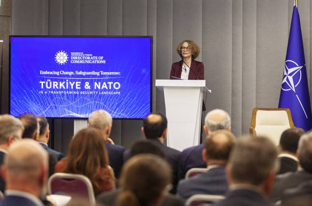 Turkiye - NATO panel held in Brussels BRUSSELS, BELGIUM - MAY 20: NATO Deputy Secretary General Radmila Shekerinska delivers a speech during a panel titled Embracing Change, Safeguarding Tomorrow: Turkiye - NATO in a Changing Security Landscape, organized by the Directorate of Communications of the Republic of Turkiye in Brussels, Belgium on May 20, 2026. Nicolas Landemard Anadolu Brussels Belgium. Editorial use only. Please get in touch for any other usage.  Copyright: x2026xAnadoluxNicolasxLandemardx