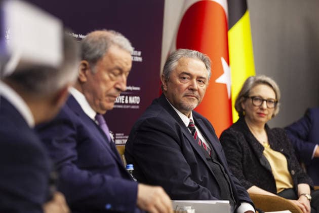 Turkiye - NATO panel held in Brussels BRUSSELS, BELGIUM - MAY 20: Turkiye’s Permanent Representative to NATO Ambassador Basat Ozturk (2nd R) attends a panel titled Embracing Change, Safeguarding Tomorrow: Turkiye - NATO in a Changing Security Landscape, organized by the Directorate of Communications of the Republic of Turkiye in Brussels, Belgium on May 20, 2026. Nicolas Landemard Anadolu Brussels Belgium. Editorial use only. Please get in touch for any other usage.  Copyright: x2026xAnadoluxNicolasxLandemardx