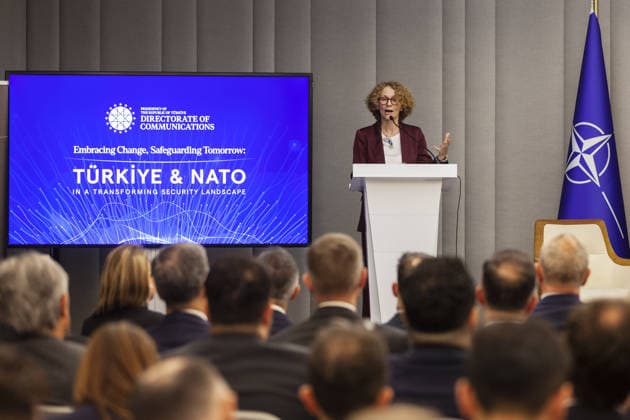 Turkiye - NATO panel held in Brussels BRUSSELS, BELGIUM - MAY 20: NATO Deputy Secretary General Radmila Shekerinska delivers a speech during a panel titled Embracing Change, Safeguarding Tomorrow: Turkiye - NATO in a Changing Security Landscape, organized by the Directorate of Communications of the Republic of Turkiye in Brussels, Belgium on May 20, 2026. Nicolas Landemard Anadolu Brussels Belgium. Editorial use only. Please get in touch for any other usage.  Copyright: x2026xAnadoluxNicolasxLandemardx