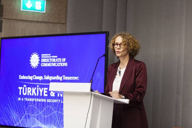 Turkiye - NATO panel held in Brussels BRUSSELS, BELGIUM - MAY 20: NATO Deputy Secretary General Radmila Shekerinska delivers a speech during a panel titled Embracing Change, Safeguarding Tomorrow: Turkiye - NATO in a Changing Security Landscape, organized by the Directorate of Communications of the Republic of Turkiye in Brussels, Belgium on May 20, 2026. Nicolas Landemard Anadolu Brussels Belgium. Editorial use only. Please get in touch for any other usage.  Copyright: x2026xAnadoluxNicolasxLandemardx