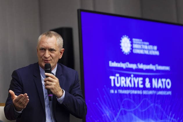 Turkiye - NATO panel held in Brussels BRUSSELS, BELGIUM - MAY 20: Belgian Air Force Strategy Director Major General Harold Van Pee attends a panel titled Embracing Change, Safeguarding Tomorrow: Turkiye - NATO in a Changing Security Landscape, organized by the Directorate of Communications of the Republic of Turkiye in Brussels, Belgium on May 20, 2026. Nicolas Landemard Anadolu Brussels Belgium. Editorial use only. Please get in touch for any other usage.  Copyright: x2026xAnadoluxNicolasxLandemardx