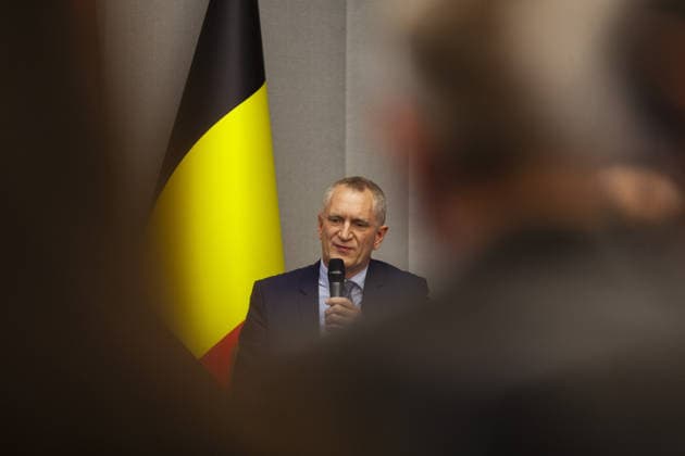 Turkiye - NATO panel held in Brussels BRUSSELS, BELGIUM - MAY 20: Belgian Air Force Strategy Director Major General Harold Van Pee attends a panel titled Embracing Change, Safeguarding Tomorrow: Turkiye - NATO in a Changing Security Landscape, organized by the Directorate of Communications of the Republic of Turkiye in Brussels, Belgium on May 20, 2026. Nicolas Landemard Anadolu Brussels Belgium. Editorial use only. Please get in touch for any other usage.  Copyright: x2026xAnadoluxNicolasxLandemardx
