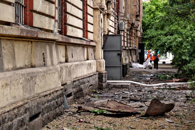 RECORD DATE NOT STATED A building damaged in a Russian drone attack is seen in Odesa, Ukraine, on May 18, 2026. As a result of a massive overnight attack by Russian strike drones, several residential buildings in the Prymorskyi and Kyivskyi districts sustained significant damage. Roofs of three-storey buildings were destroyed, while a one-storey house was ruined in another area. Buildings of a city lyceum and a kindergarten were also damaged. Two people, an 11-year-old boy and a 59-year-old man, were injured (Photo by Nina Liashonok Ukrinform) Russian drone attack on Odesa leaves people injured  Copyright: xNinaxLiashonokx