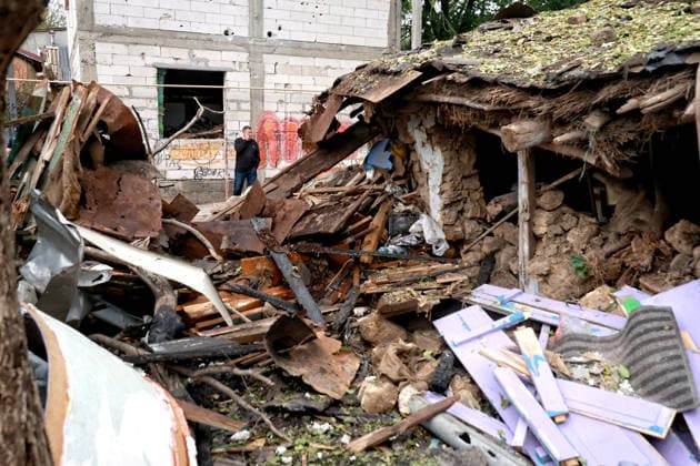 RECORD DATE NOT STATED A private residential house destroyed as a result of a Russian drone attack is seen in Odesa, Ukraine, on May 20, 2026. During the night of May 20, the city came under a massive attack by Russian strike drones. The attack caused destruction of residential buildings, fires at commercial facilities, and damage to critical infrastructure. One civilian was injured (Photo by Nina Liashonok Ukrinform) Aftermath of overnight Shahed drone attack on Odesa  Copyright: xNinaxLiashonokx
