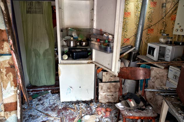 RECORD DATE NOT STATED A kitchen covered with debris and household appliances heavily damaged by the blast wave is seen inside a private residential house destroyed as a result of a Russian drone attack in Odesa, Ukraine, on May 20, 2026. During the night of May 20, the city came under a massive attack by Russian strike drones. The attack caused destruction of residential buildings, fires at commercial facilities, and damage to critical infrastructure. One civilian was injured (Photo by Nina Liashonok Ukrinform) Aftermath of overnight Shahed drone attack on Odesa  Copyright: xNinaxLiashonokx