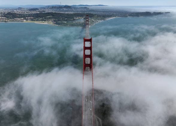 Foggy weather at San Francisco s Golden Gate Bridge SAN FRANCISCO, CA - MAY 20: An aerial view of Golden Gate Bridge during foggy weather in San Francisco, California on May 20, 2026. Tayfun Coskun Anadolu San Francisco United States. Editorial use only. Please get in touch for any other usage.  Copyright: x2026xAnadoluxTayfunxCoskunx