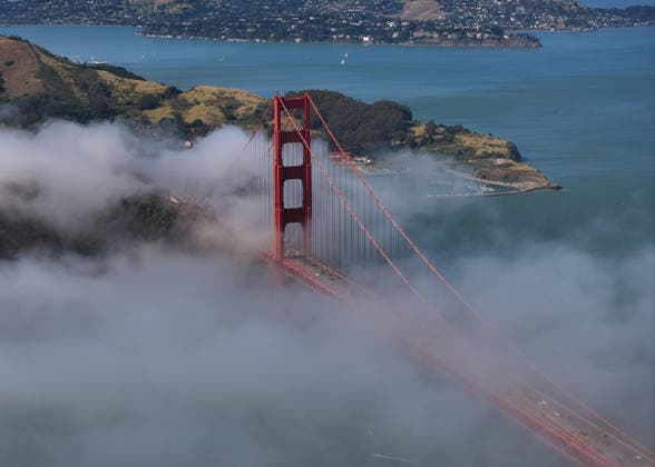 Foggy weather at San Francisco s Golden Gate Bridge SAN FRANCISCO, CA - MAY 20: An aerial view of Golden Gate Bridge during foggy weather in San Francisco, California on May 20, 2026. Tayfun Coskun Anadolu San Francisco United States. Editorial use only. Please get in touch for any other usage.  Copyright: x2026xAnadoluxTayfunxCoskunx