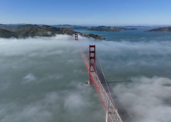 Foggy weather at San Francisco s Golden Gate Bridge SAN FRANCISCO, CA - MAY 20: An aerial view of Golden Gate Bridge during foggy weather in San Francisco, California on May 20, 2026. Tayfun Coskun Anadolu San Francisco United States. Editorial use only. Please get in touch for any other usage.  Copyright: x2026xAnadoluxTayfunxCoskunx