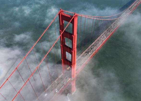 Foggy weather at San Francisco s Golden Gate Bridge SAN FRANCISCO, CA - MAY 20: An aerial view of Golden Gate Bridge during foggy weather in San Francisco, California on May 20, 2026. Tayfun Coskun Anadolu San Francisco United States. Editorial use only. Please get in touch for any other usage.  Copyright: x2026xAnadoluxTayfunxCoskunx