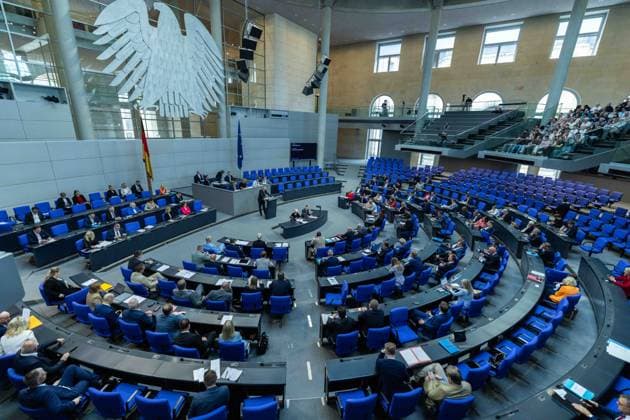 80. Sitzung des Deutschen Bundestages am 21.05.2026 im Plenarsaal des Reichstagsgebäudes in Berlin Innenansicht der Plenarsaals innen *** 80 Session of the German Bundestag on 21 05 2026 in the plenary chamber of the Reichstag building in Berlin Interior view of the plenary chamber inside xJRx