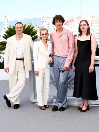 IPA84926790 - Cannes, 79th Cannes Film Festival 2025 - Day 10. Photocall UÄ¼a (Ulya). Pictured are aspars Dumburs, Madara Vilcuka, KÄrlis Arnolds Avots, Darta Cirule  Copyright: xAlbertoxTerenghix xPoolxPhotoxEventsx07x 84926790