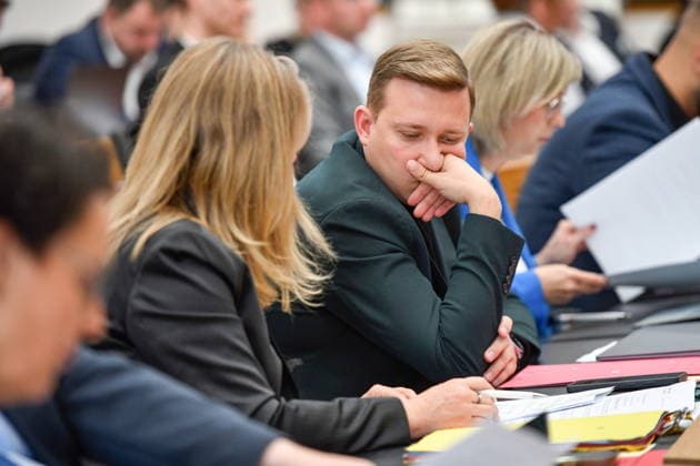 Es fand die Plenarsitzung im Saarbrücker Landtag am Mittwoch (20.05.2026) statt. Im Bild: Sascha Haas, MdL (SPD). *** The plenary session took place in the Saarbrücken state parliament on Wednesday 20 05 2026 In the picture Sascha Haas, MdL SPD bub