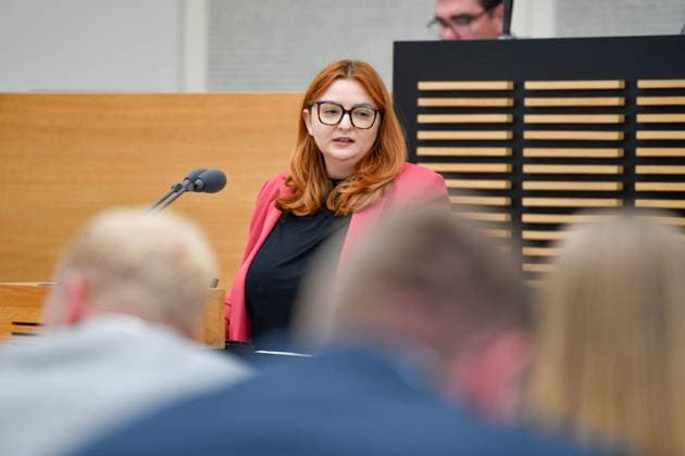 Es fand die Plenarsitzung im Saarbrücker Landtag am Mittwoch (20.05.2026) statt. Im Bild: Alexandra Becker, MdL (SPD). *** The plenary session took place in the Saarbrücken state parliament on Wednesday 20 05 2026 In the picture Alexandra Becker, MdL SPD bub