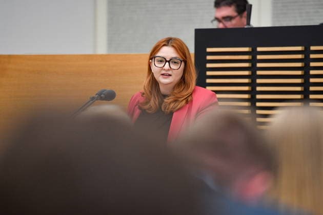 Es fand die Plenarsitzung im Saarbrücker Landtag am Mittwoch (20.05.2026) statt. Im Bild: Alexandra Becker, MdL (SPD). *** The plenary session took place in the Saarbrücken state parliament on Wednesday 20 05 2026 In the picture Alexandra Becker, MdL SPD bub