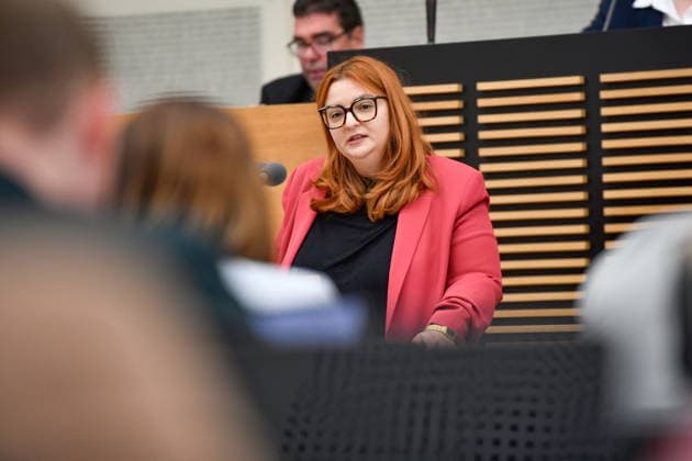 Es fand die Plenarsitzung im Saarbrücker Landtag am Mittwoch (20.05.2026) statt. Im Bild: Alexandra Becker, MdL (SPD). *** The plenary session took place in the Saarbrücken state parliament on Wednesday 20 05 2026 In the picture Alexandra Becker, MdL SPD bub