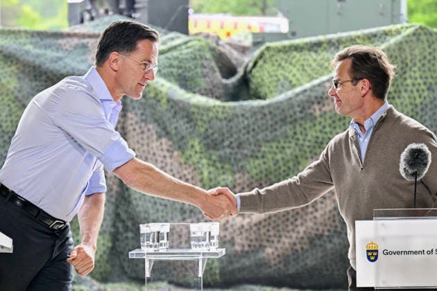 REVINGE, SVERIGE 20260521 Natos generalsekreterare Mark Rutte och statsminister Ulf Kristersson (M) haller en presskonferens under ett besök pa Myndigheten för civilt försvar (MCF) i Revinge, som en del av Nato-mötet i Helsingborg. REVINGE SVERIGE x50090x *** REVINGE, SWEDEN 20260521 NATO Secretary General Mark Rutte and Prime Minister Ulf Kristersson M hold a press conference during a visit to the Civil Defense Agency MCF in Revinge, as part of the NATO meeting in Helsingborg REVINGE SWEDEN x50090x  Copyright: xJohanxNilsson TTx NATOS UTRIKESMINISTERMÖTE REVINGE yxljle2fIBI