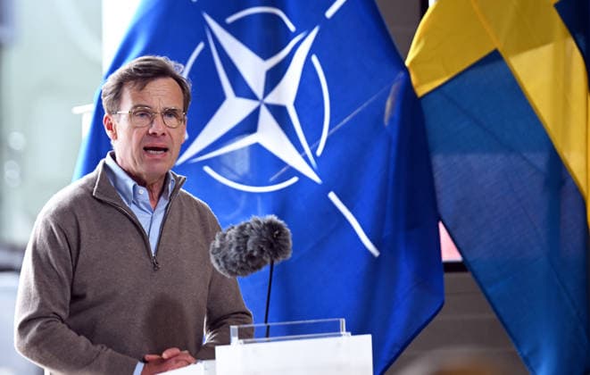 Mark Rutte - Ulf Kristersson joint press conference in Sweden REVINGEBY, SWEDEN - MAY 21: NATO Secretary General Mark Rutte (not seen) and Swedish Prime Minister Ulf Kristersson hold a joint press conference at the Swedish Civil Defense and Resilience Agency training center in Revingeby, Sweden on May 21, 2026 as part of NATO Foreign Ministers Meeting. Dursun Aydemir Anadolu Revingeby Sweden. Editorial use only. Please get in touch for any other usage.  Copyright: x2026xAnadoluxDursunxAydemirx