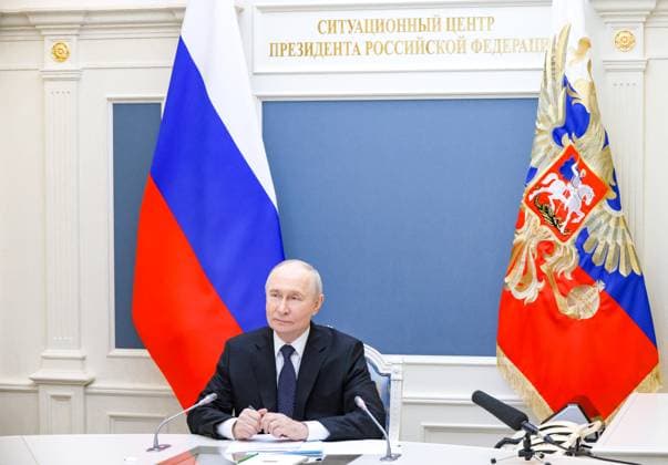 Russia Belarus Nuclear Drills 9170462 21.05.2026 Russian President Vladimir Putin holds a joint training of the nuclear forces of Belarus and Russia via a video conference at the Kremlin, in Moscow, Russia. Mikhail Metzel Sputnik Moscow Russia  Copyright: xMikhailxMetzelx