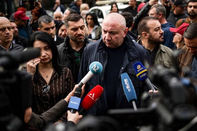 ARMENIA, YEREVAN - MAY 21, 2026: Andranik Tevanyan (C), a candidate to the National Assembly of Armenia from the Prosperous Armenia Party Yerevan Armenia  - ZUMAt113 20260521_zaa_t113_271 Copyright: xAlexanderxPatrinx