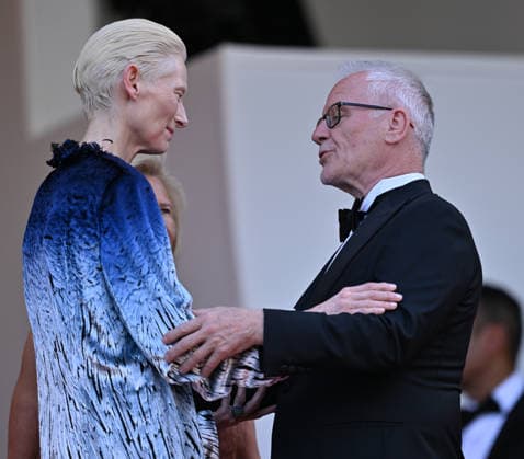 79th Cannes Film Festival: La Bola Negra screening CANNES, FRANCE - MAY 21: British actress Tilda Swinton (L) and Cannes film festival director Thierry Fremaux (R) arrive for the screening of the film La Bola Negra at the 79th edition of the Cannes Film Festival in Cannes, France on May 21, 2026. Mustafa Yalcin Anadolu Cannes France. Editorial use only. Please get in touch for any other usage.  Copyright: x2026xAnadoluxMustafaxYalcinx