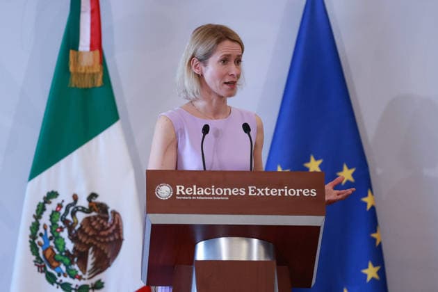 Kaja Kallas official visit to Mexico MEXICO CITY, MEXICO - MAY 21: Kaja Kallas, High Representative of the European Union for Foreign Affairs and Security Policy, speaks during a press conference, at the Secretariat of Foreign Affairs (SRE) , in Mexico City, Mexico on May 21, 2026. The press conference was held in the framework of the official visit of Kaja Kallas to Mexico for the 8th Mexico–European Union Summit. Daniel Cardenas Anadolu Mexico City Mexico. Editorial use only. Please get in touch for any other usage.  Copyright: x2026xAnadoluxDanielxCardenasx