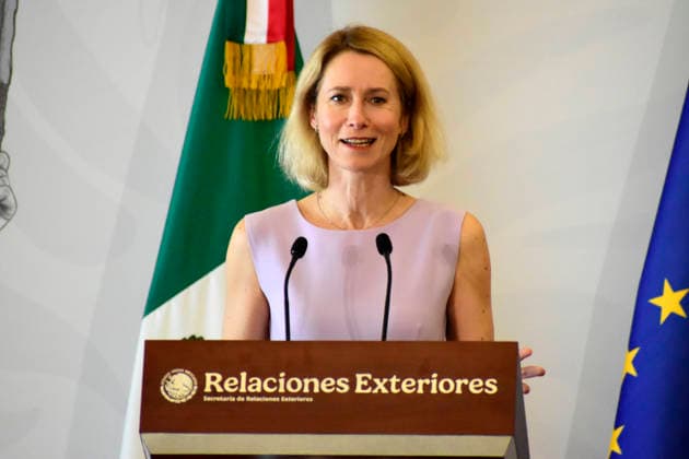 Kaja Kallas, High Representative of the European Union for Foreign Affairs and Security Policy, speaks during a press conference at the Ministry of Foreign Affairs, as part of the framework of the official visit of Kaja Kallas to Mexico for the 8th EU-Mexico Summit. on May 21, 2026 in Mexico City, Mexico. Mexico City Mexico  - ZUMAe321 20260521_zia_e321_012 Copyright: xLuisxBarronx