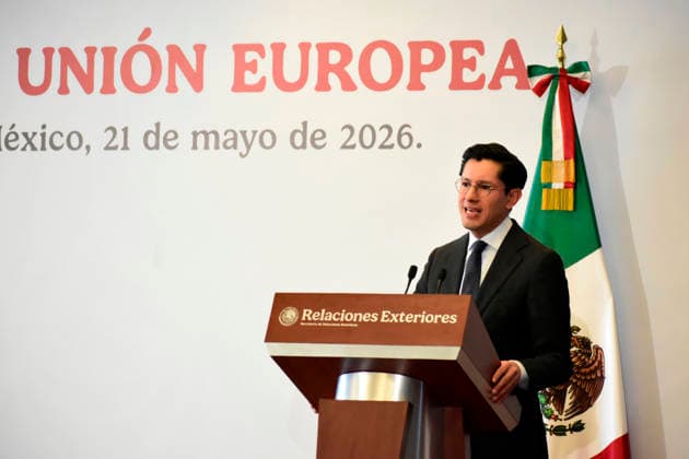 MexicoÃ¢â‚¬â ¢s Foreign Minister Roberto Velasco Alvarez speaks during a press conference at the Ministry of Foreign Affairs, as part of the framework of the official visit of Kaja Kallas to Mexico for the 8th EU-Mexico Summit. on May 21, 2026 in Mexico City, Mexico. Mexico City Mexico  - ZUMAe321 20260521_zia_e321_005 Copyright: xLuisxBarronx