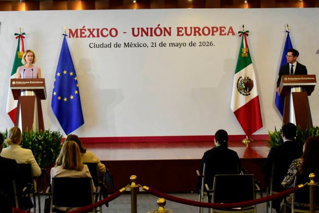 Kaja Kallas, High Representative of the European Union for Foreign Affairs and Security Policy and MexicoÃ¢â‚¬â ¢s Foreign Minister Roberto Velasco Alvarez speak during a press conference at the Ministry of Foreign Affairs, as part of the framework of the official visit of Kaja Kallas to Mexico for the 8th EU-Mexico Summit. on May 21, 2026 in Mexico City, Mexico. Mexico City Mexico - ZUMAe321 20260521_zia_e321_013 Copyright: xLuisxBarronx